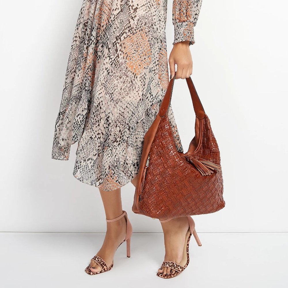 Patricia Nash Leather Braided Stitch Hobo Handbag
